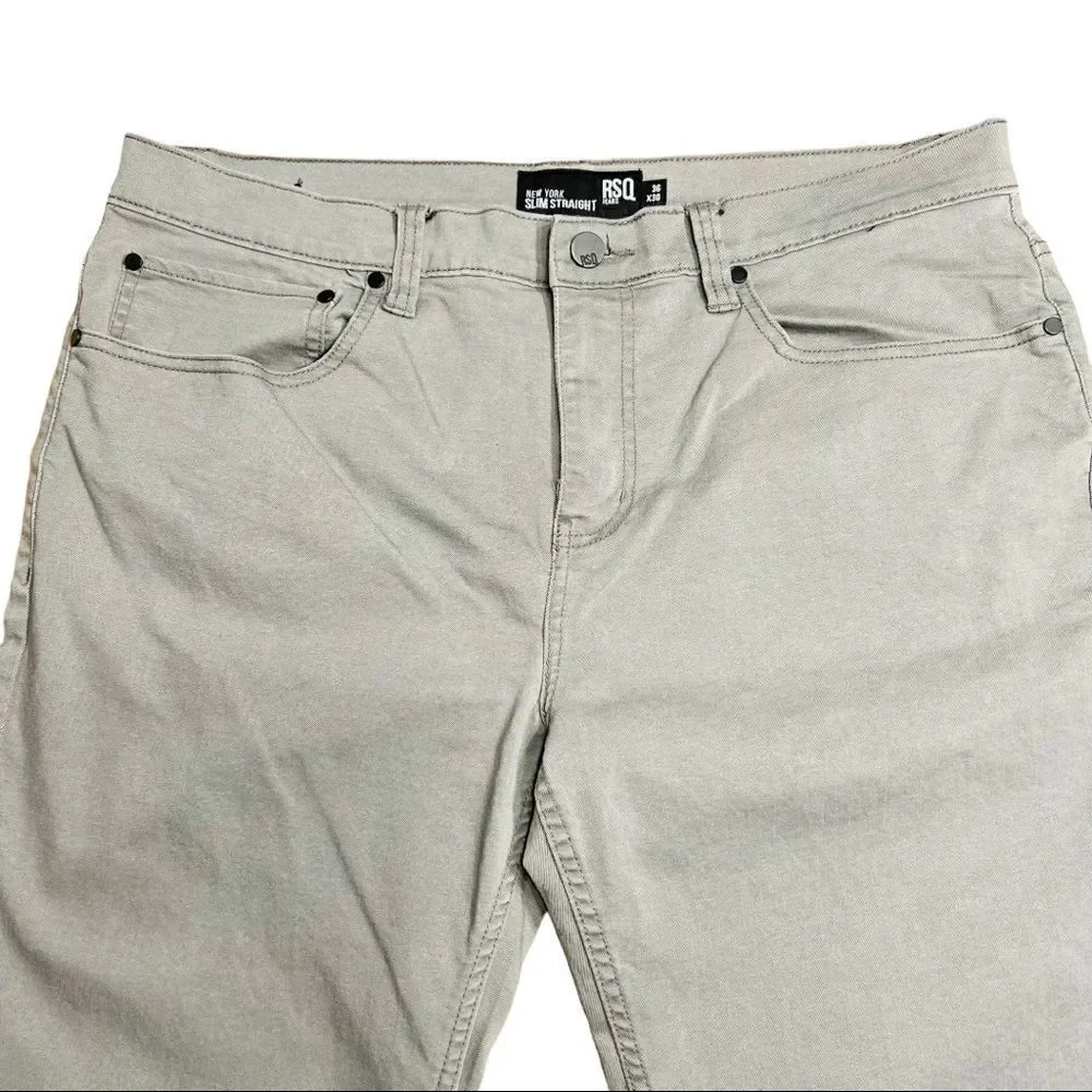 RSQ Jeans New York Slim Straight Gray Stretch Denim Jeans Tag Size 36 X 30